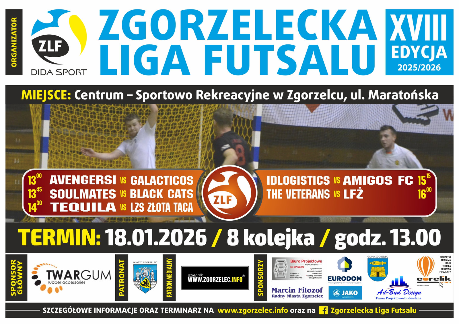 Zapowiedź VIII kolejki XVIII edycji Zgorzeleckiej Ligi Futsalu 2025/2026